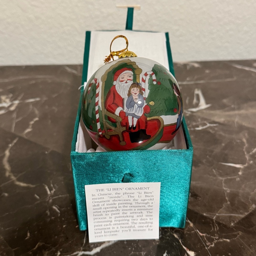Pier One Imports Li Bien Glass Ornament Hand Painted 1998 Santa Christmas